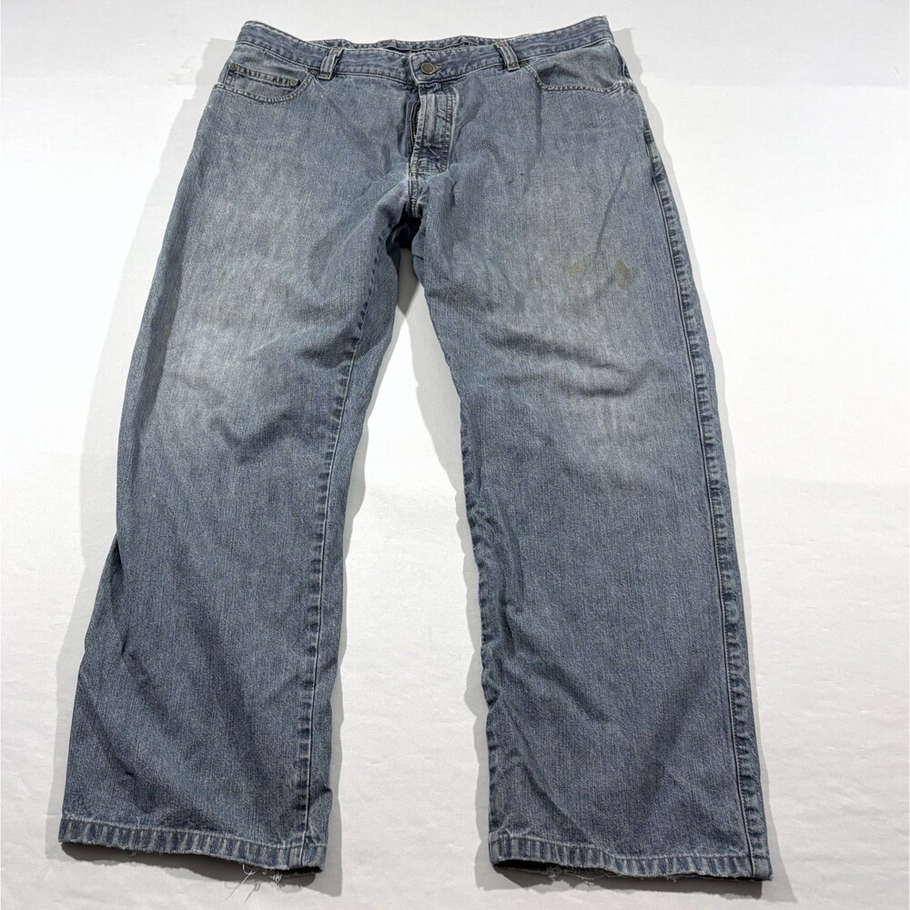 Ermenegildo Zegna Jeans Blue Mid Wash Straight Relaxed Denim Sz 38 x 28 Stains